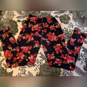 J&K Floral Print Black Leggings Women's Size Small